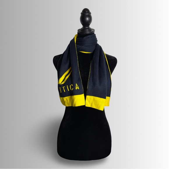 Nautica Unisex Navy Blue & Yellow Scarf, Soft, Ultra Long! - Picture 3 of 4